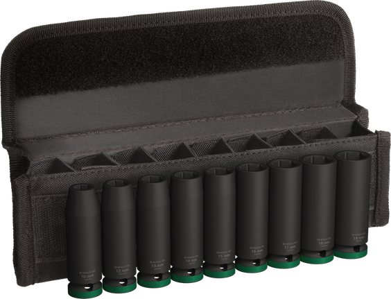 Set Soket Impact Bosch PRO kedalaman 1/2 inci, 9 buah.